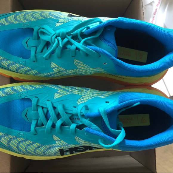 Hoka Vibrant Blue and Orange Athletic Shoes - Picture 2 of 8